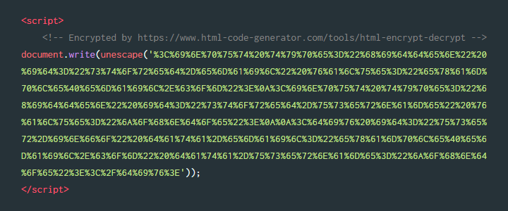HTML code encryption decryption